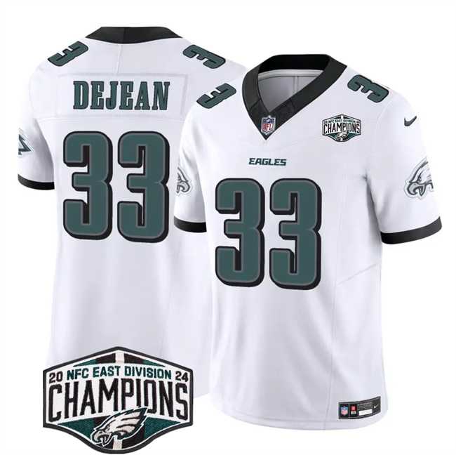 Mens Philadelphia Eagles #33 Cooper DeJean White 2024 New NFC East Champions F.U.S.E. Vapor Untouchable Limited Stitched Jersey